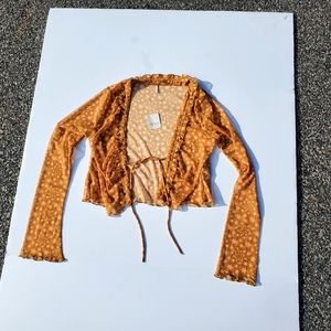 Free People Marne Mesh Star Top in Gold / Orange. Medium